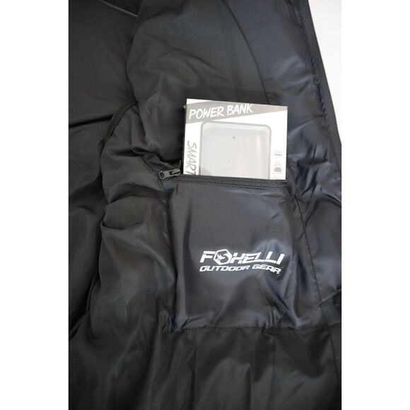 Foxelli Men's Sz XL Black Lightweight USB Rechargeable Heated Puffer Vest - Picture 8 of 12